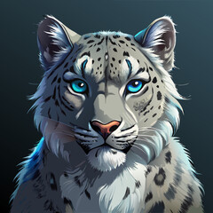 Majestic Snow Leopard Portrait with Striking Blue Eyes