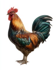 Fototapeta premium Majestic rooster with vibrant plumage, a symbol of strength and beauty.