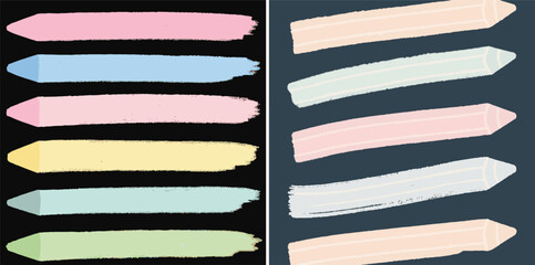 Obraz premium two collections of pastel chalks, on black and navy backgrounds.