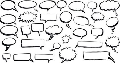 Obraz premium Hand-drawn speech and thought bubbles collection on white background