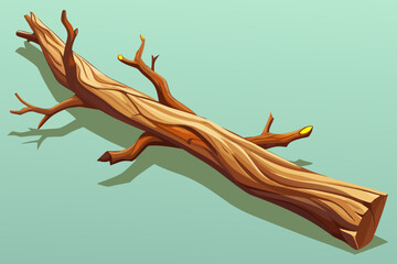 Fallen tree trunk with branches illustration © Najmul Design Hub
