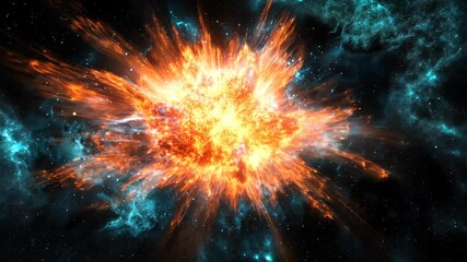 Fiery cosmic explosion unfolding in vibrant space nebula