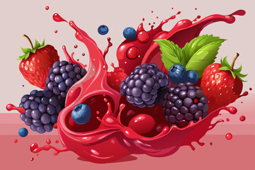 Fresh berry splash with juice explosion © Najmul Design Hub