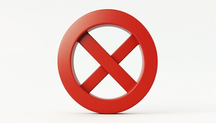 Fototapeta premium Forbidden Red Circle Sign On White Background With Cross Symbol. Prohibition Caution Frame Sign For Banning. Stop And Prohibited Symbol.
