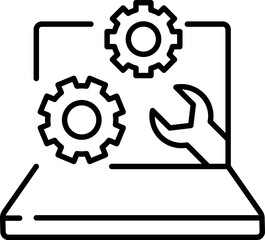 Laptop Repair Minimalistic Thin Outline Icon for Web and Graphic Design, Apps, Banners, Social Network and Cards