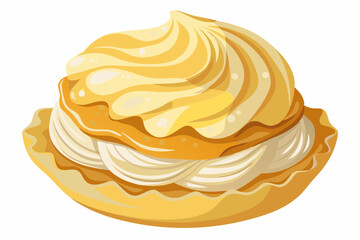 Delicious creamy pastry dessert with swirled topping