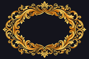 Ornate golden baroque frame design element