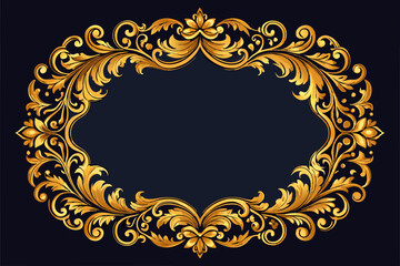 Gold ornate floral frame design element
