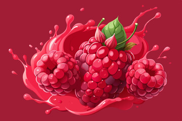 Fresh raspberries in raspberry juice splash