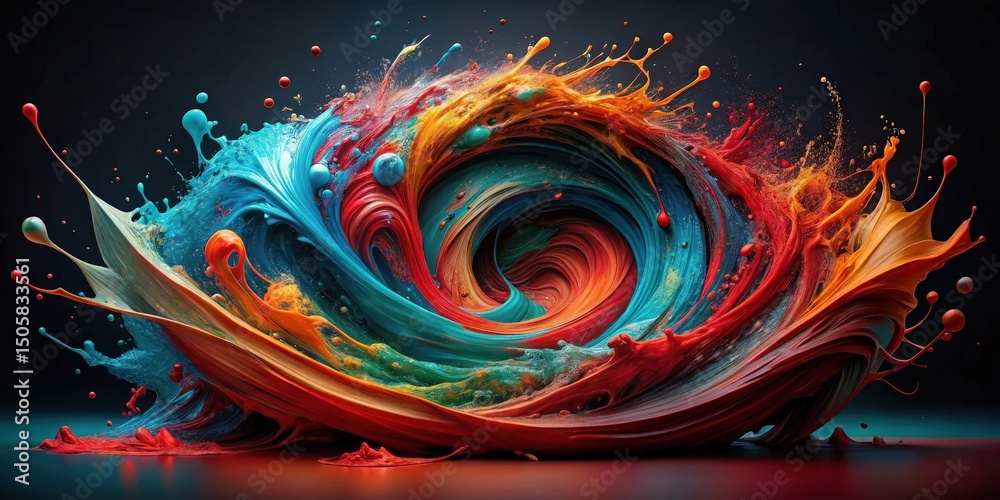 Aufkleber A mesmerizing vortex of vibrant paint swirls and explodes in a captivating display of color and motion.