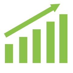 business graph with arrow green 