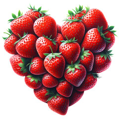 Sweet summer fruits strawberries heart object isolated on white background