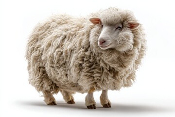 Fluffy sheep standing against a white background.
