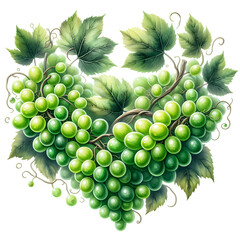 Sweet summer fruits grape berry heart isolated on white background