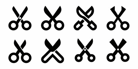 Trendy scissor icon logo design template