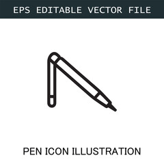 Pen Icon Logo Vector Image in Black and White for Stationery Branding and Graphic Design

