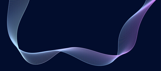 Abstract glowing wave lines on dark blue background. Dynamic wave pattern. Modern flowing wavy lines.