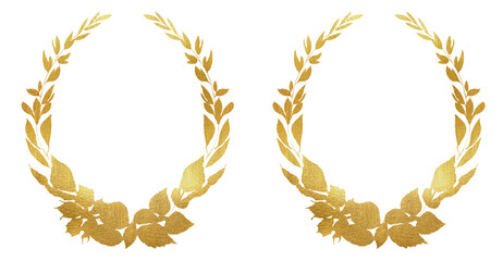 Gold leaves and flowers wreaths, frames, borders. golden floral clipart png, Wedding elegant card, postcard, poster