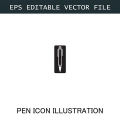 Pen Icon Logo Vector Image in Black and White for Stationery Branding and Graphic Design

