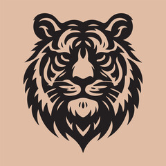 Fototapeta premium Tiger Head Vector Silhouette Design | Tribal Jungle Animal Art