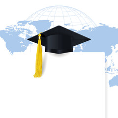 Graduation Cap and White Diploma Sheet