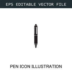 Pen Icon Logo Vector Image in Black and White for Stationery Branding and Graphic Design

