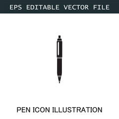 Pen Icon Logo Vector Image in Black and White for Stationery Branding and Graphic Design

