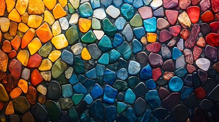 Breathtaking Bird's-Eye Display of Multihued Gravel Forming an Organic Tapestry with Dynamic Light and Shadow Effects