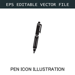 Pen Icon Logo Vector Image in Black and White for Stationery Branding and Graphic Design

