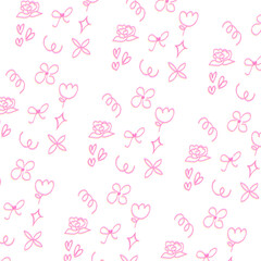 Cute doodle gradient chromatic glowy pink vector illustration pattern