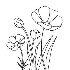 vector illustration group of flowers