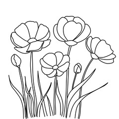 vector illustration cluster of  flowers