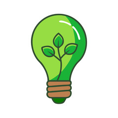 Green lightbulb icon, symbolizing eco energy, for websites