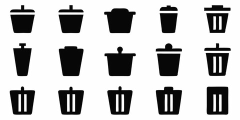 Open trash can icon waste disposal symbol for recycling
