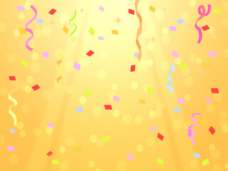 カラフルな紙吹雪とキラキラ背景　パーティー　ゴールド