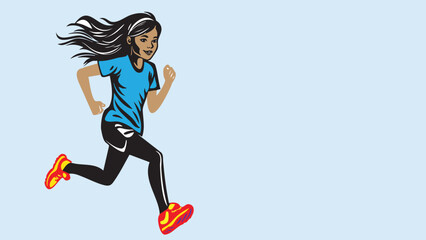 A female runner isolated on pastel background, health and event concept white copy space