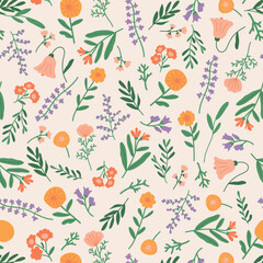 Floral pattern, floral seamless pattern, vintage. Floral print for packaging, textiles, wrapping paper, wallpaper, fashion.