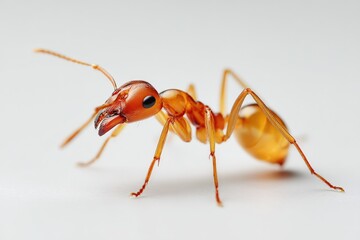 Close-up of a vibrant amber ant, showcasing intricate details.