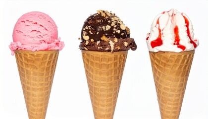 Ice cream cones isolated on white background