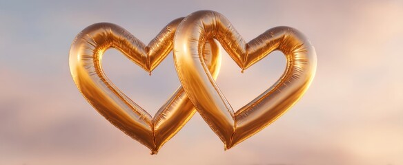 The Golden Heart Balloons Symbolizing Love and Togetherness in a Romantic Setting