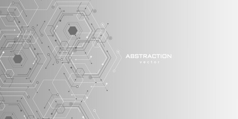 Abstract background of hexagons. Technology background. Futuristic digital hi-technology banner. Vector illustration.