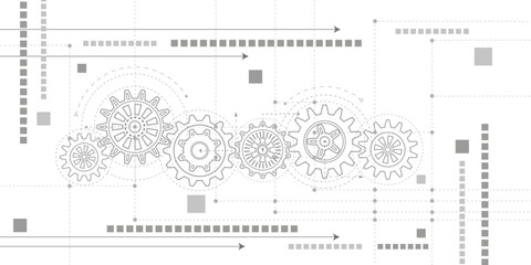 Gears. Technical drawing of gear .Engineering industry. Technology background. Vector illustration.