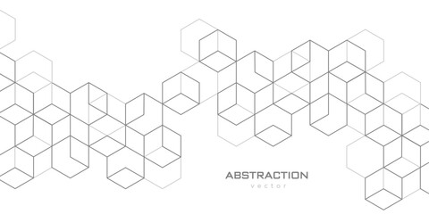 Technological white background. Abstract background of hexagons. Futuristic digital hi-technology banner. Vector illustration.