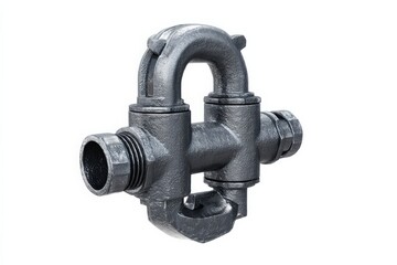 Close-up of a metallic pipe fitting, showcasing its intricate design and industrial aesthetic.