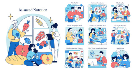 Obraz na płótnie Canvas Balanced Nutrition and Healthy Eating Habits Illustrated