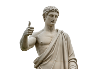 Isolated Marble Statue of Man Giving Thumbs Up