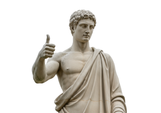 Isolated Marble Statue of Man Giving Thumbs Up - Powered by Adobe