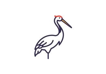 Obraz premium Simple White and Red Crane Isolated Standing on Transparent Background