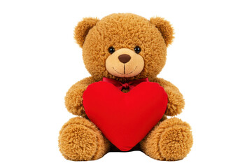Isolated Teddy Bear Holding Red Heart