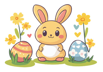 easter bunny with easter eggs